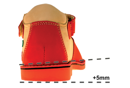 A szupináló sarkú cipőnél a döntés a cipő sarkába van építve, a döntést tehát nem utólagos betéttel hozza létre