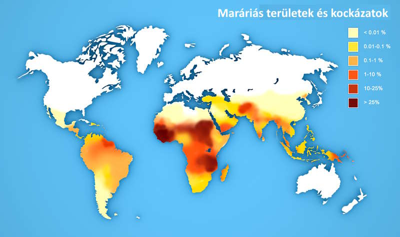 maláriás területek és kockázatok